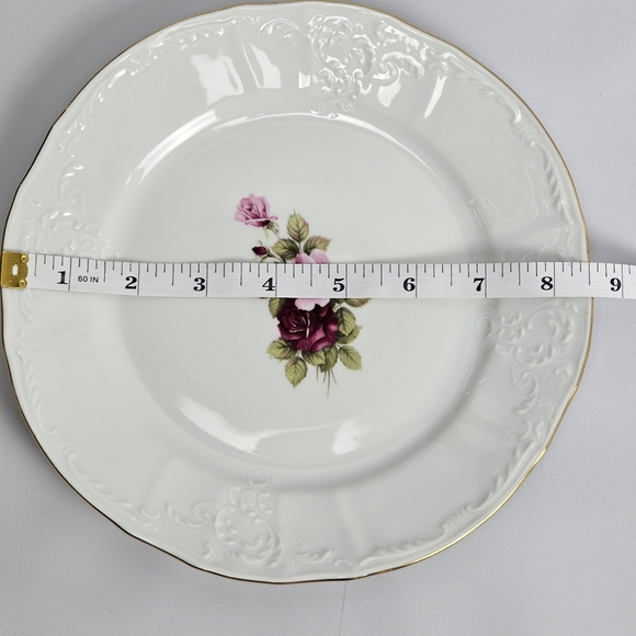 Bernadotte Vintage Embossed China Salad Plate with Roses, Gold Trimmed, EUC,8.5" - Picture 5 of 6